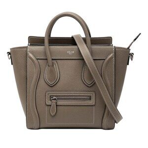 Celine Luggage Nano 2-Way Shoulder Bag Suri Grey Leather
